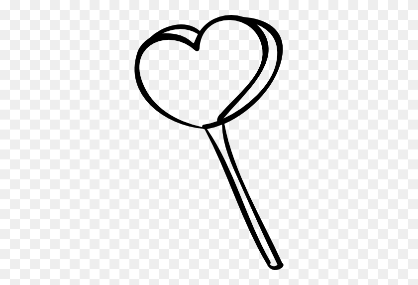 512x512 Halloween, Outlined, Heart, Popsicle Stick, Lollipop, Food, Stick - Popsicle Clipart Black And White