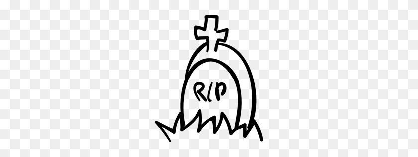 256x256 Halloween, Outlined, Outline, Tombstone, Tomb, Cross, Rip, Stone Icon - Rip Tombstone Clipart