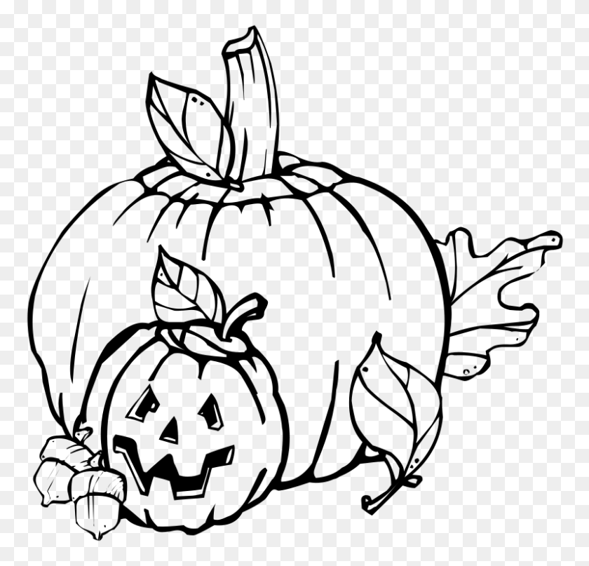 800x767 Halloween Pumpkin Black And White Clip Art - Fruits And Vegetables Clipart Black And White