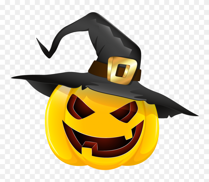 971x837 Halloween Pumpkin Png Black Hat Clipart - Halloween Pumpkin PNG
