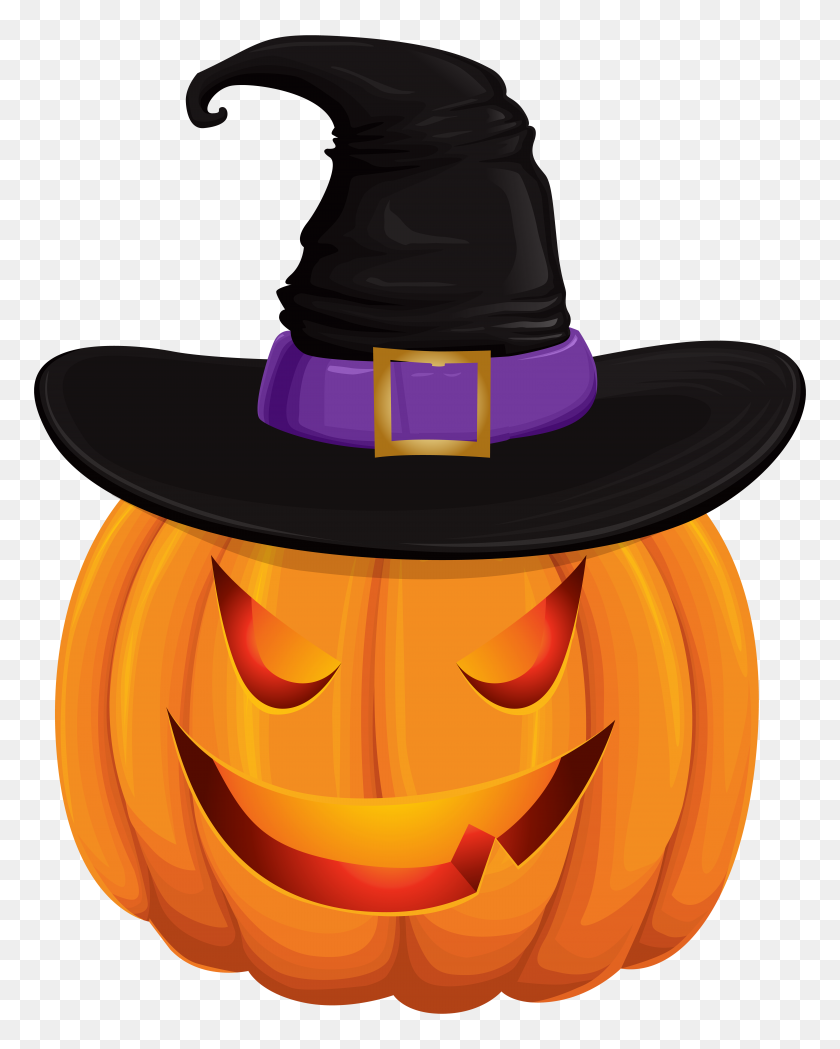 6305x8000 Halloween Pumpkin With Witch Hat Transparent Clip Gallery - Pumpkin Clipart Transparent Background