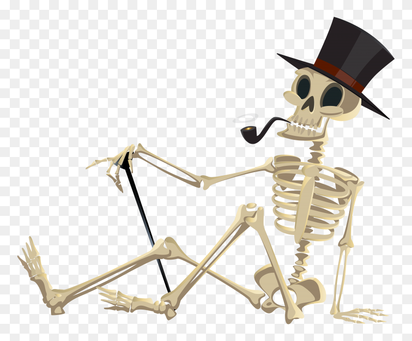 8000x6515 Halloween Skeletons Clip Art, Sitting Skeleton Clipart - Teasing Clipart
