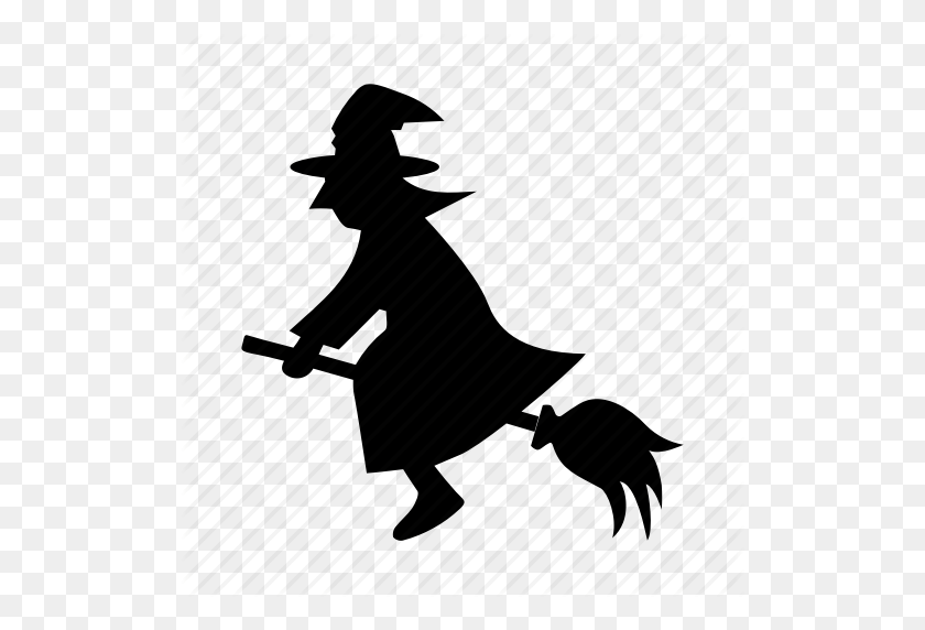 512x512 Halloween, Sweep, Witch Icon - Witch Silhouette PNG