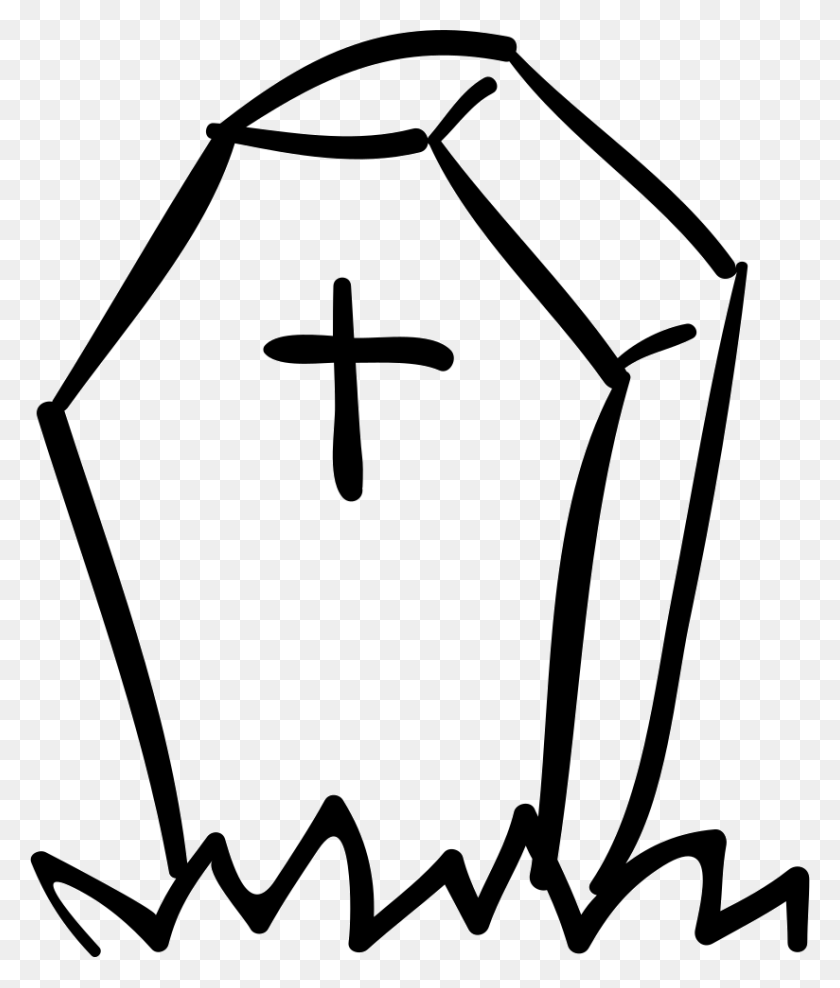 824x981 Halloween Tombstone Of Coffin Shape With A Cross Png Icon Free - Tombstone PNG