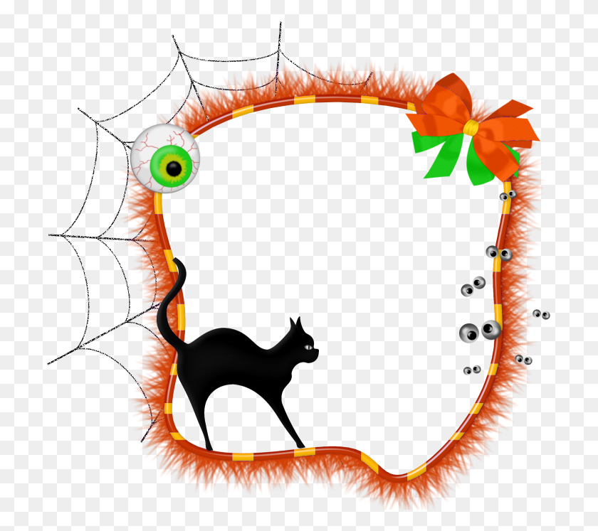 707x687 Marco De Fotos Transparente De Halloween Con Galería Negra - Gato Png Transparente
