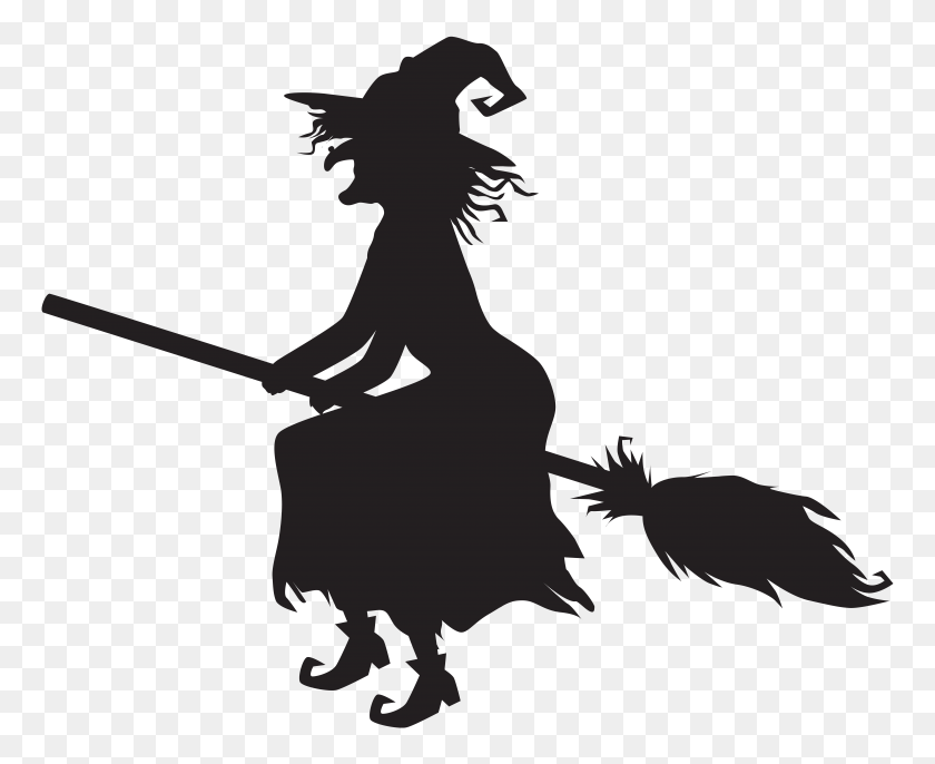 8000x6430 Halloween Witch And Broom Png Clip Art Gallery - Witch On A Broomstick Clipart