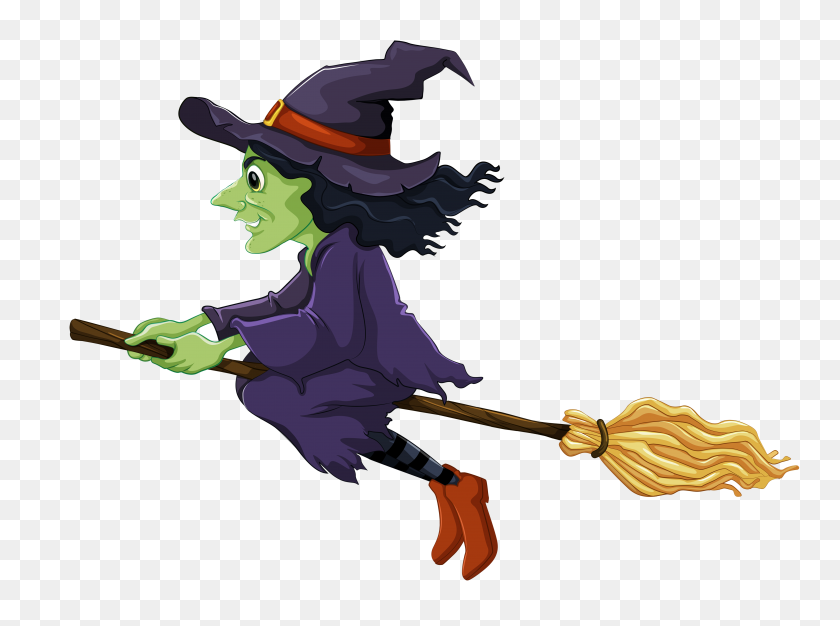 5000x3633 Halloween Witch Clipart Cats Wallpaper Hd - Flying Witch Clipart