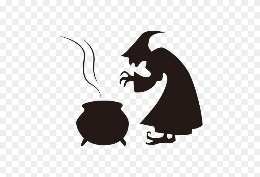512x512 Halloween Witch Cooking Silhouette - Witch Silhouette PNG