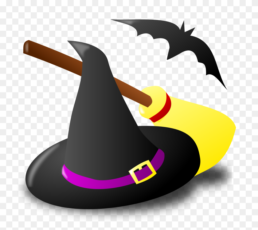 730x688 Halloween Witch Hat Broom And Bat Png Gallery - Witch PNG