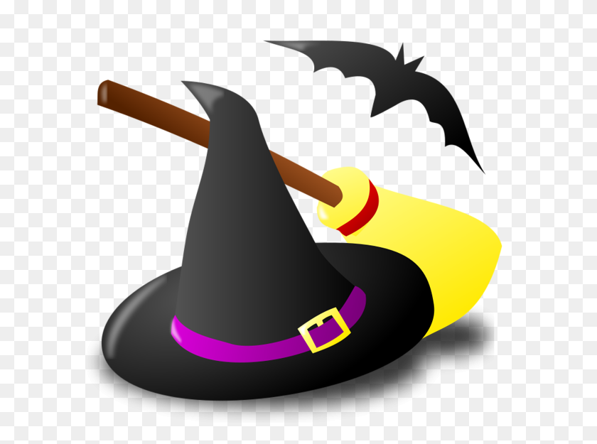 600x565 Halloween Witch Hat Broom Clip Art - Witch On A Broomstick Clipart