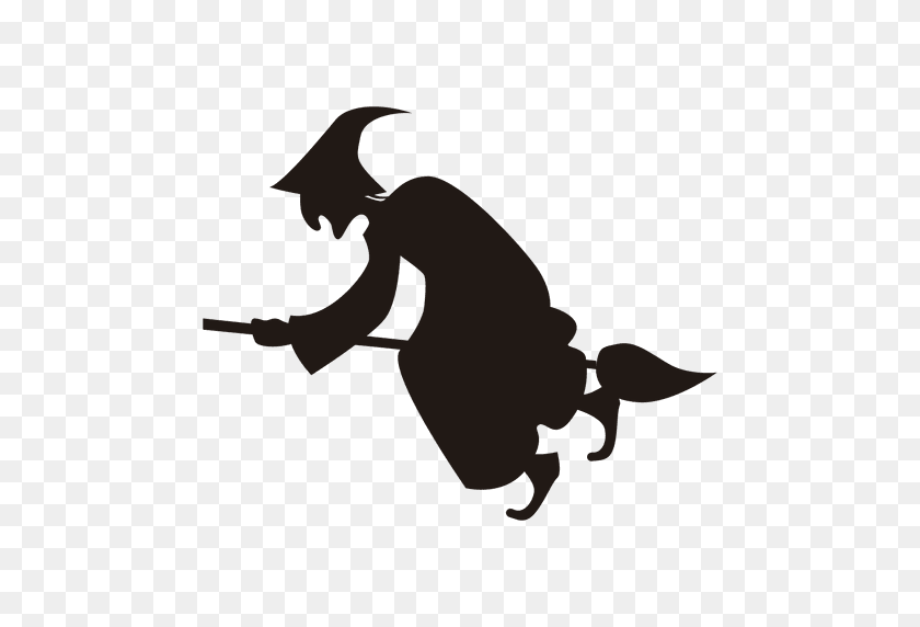 512x512 Halloween Witch Silhouette Flying - Witch Silhouette PNG