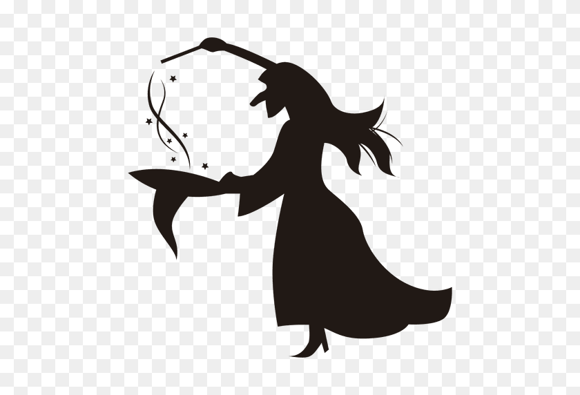 512x512 Halloween Witch Silhouette Hat - Witch Silhouette PNG