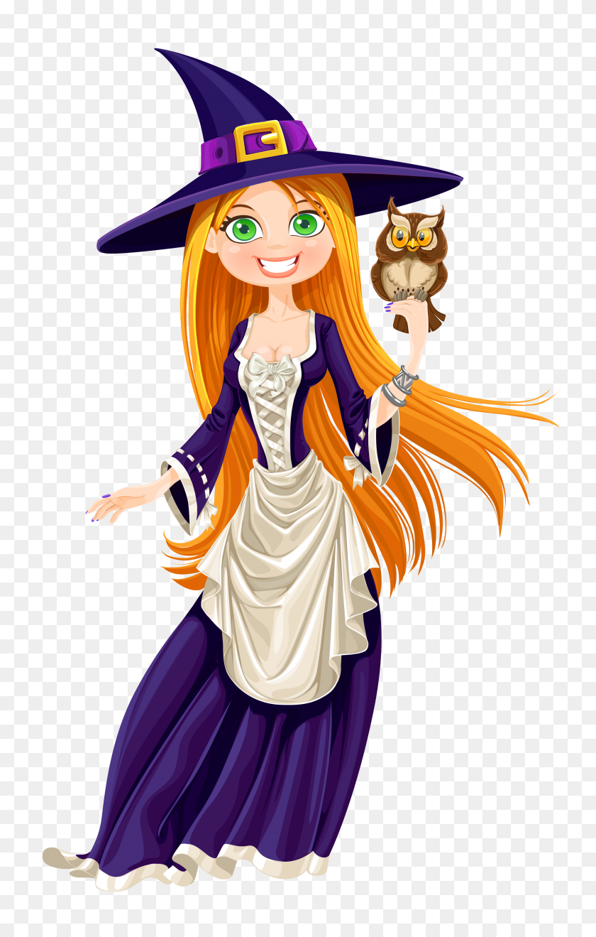 3187x5148 Halloween Witch With Owl Png - Witch Clipart