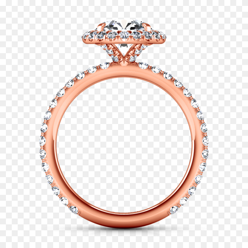1440x1440 Halo Engagement Ring Clayton Rose Gold Imagine Diamonds - Halo Ring PNG