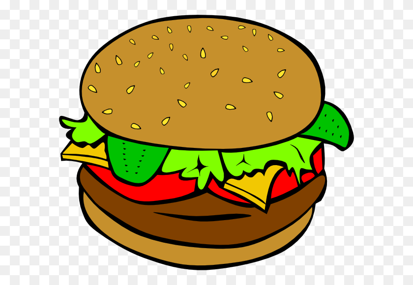 600x520 Hamburger Clip Art - Hamburger And Fries Clipart