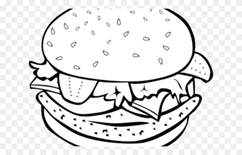 640x480 Гамбургер Клипарт Большой Гамбургер - Гамбургер Клипарт Черно-Белое