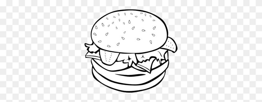 298x267 Гамбургер Черно-Белые Картинки - Сырный Клипарт Черно-Белый