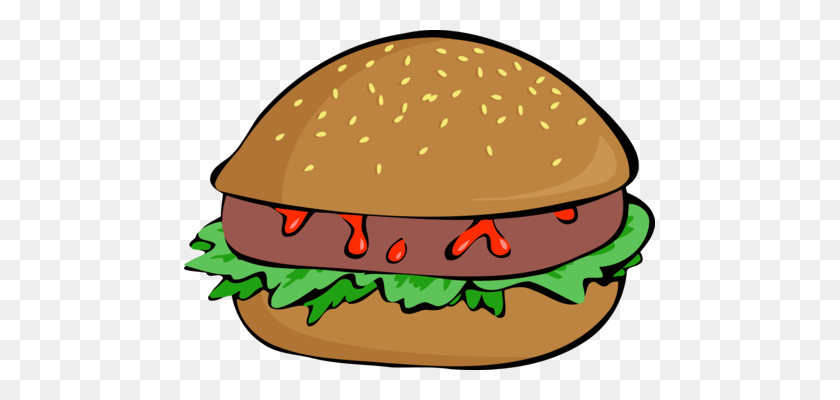 471x340 Hamburger Fast Food Onion Lettuce Bun - Hamburger Bun Clipart