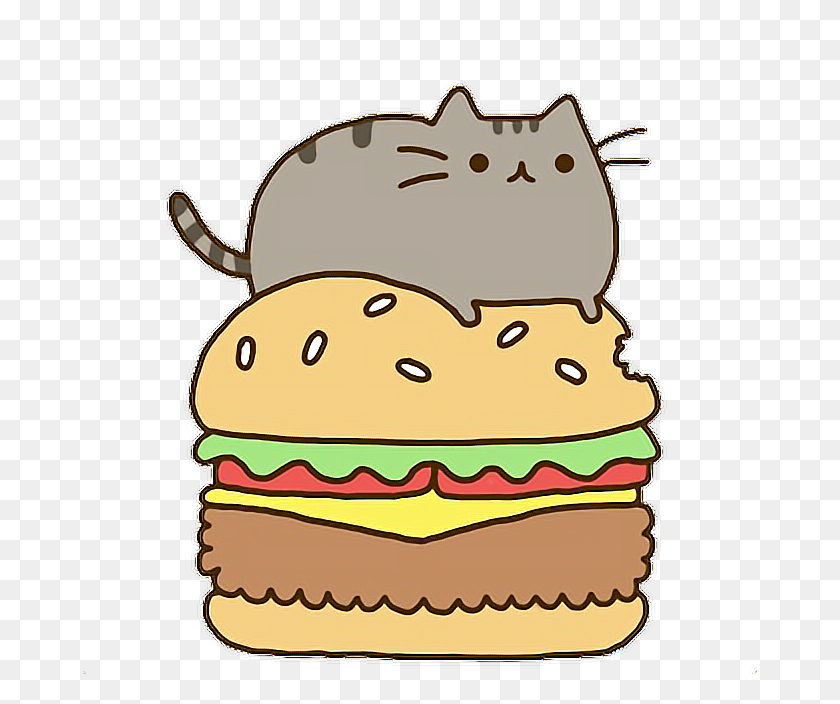 674x644 Hamburger Fastfood Kawaii Cat Food Ftestickers Scfastfo - Cat Food Clipart