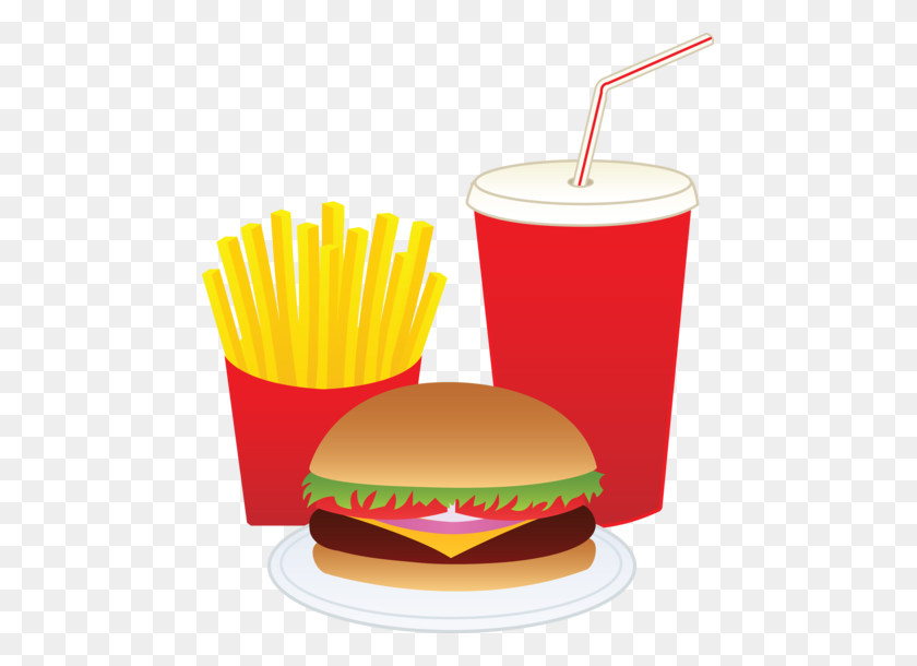 469x550 Hamburger Fries And A Drink - Fries Clipart