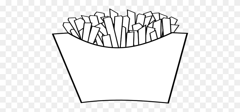 476x333 Hamburger Fries Coloring Plain - French Fries Clipart Black And White