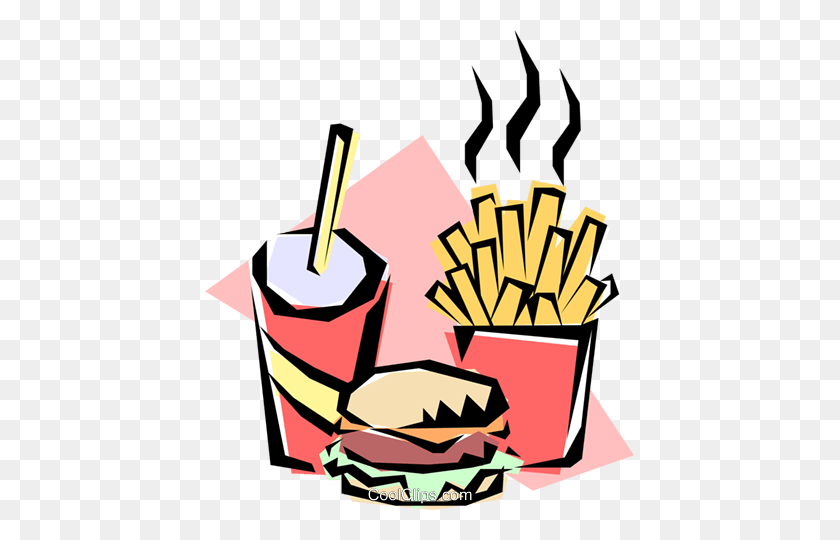 429x480 Hamburger, Fries, Drink Royalty Free Vector Clip Art - Hamburger And Fries Clipart