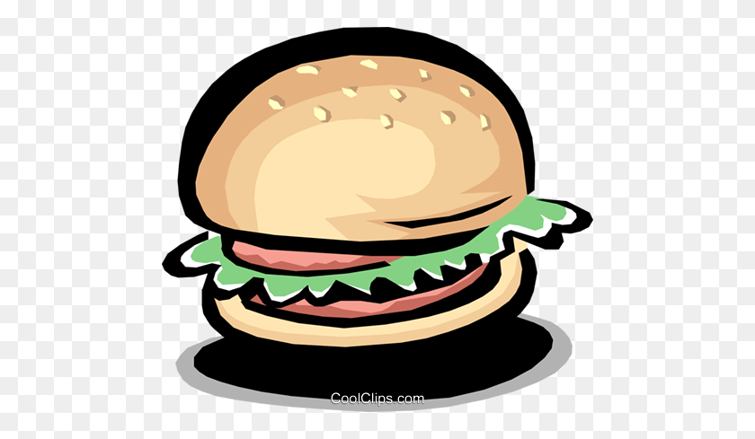 480x429 Hamburger Royalty Free Vector Clip Art Illustration - Hamburger Bun Clipart