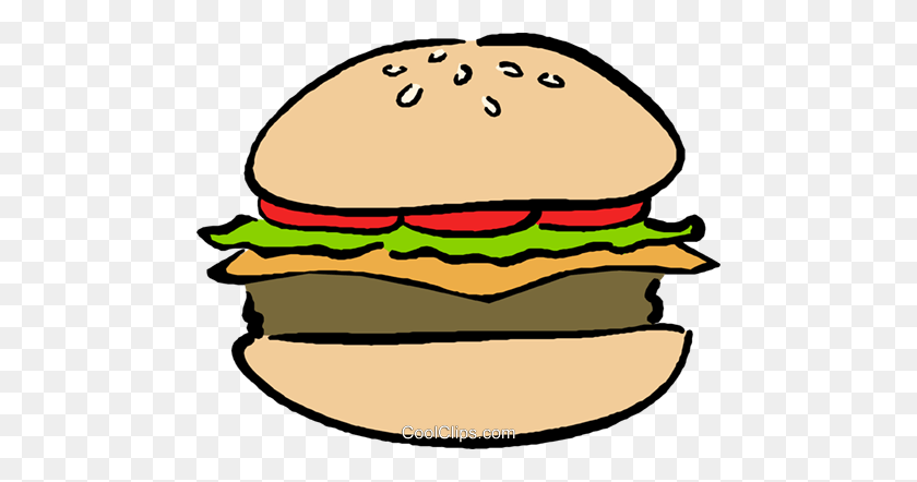 480x382 Hamburgers Royalty Free Vector Clip Art Illustration - Burger Bun Clipart