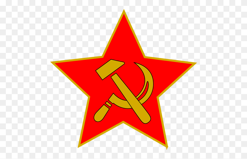 500x481 Hammer And Sickle In Red Star Vector Clip Art - Sickle Clipart