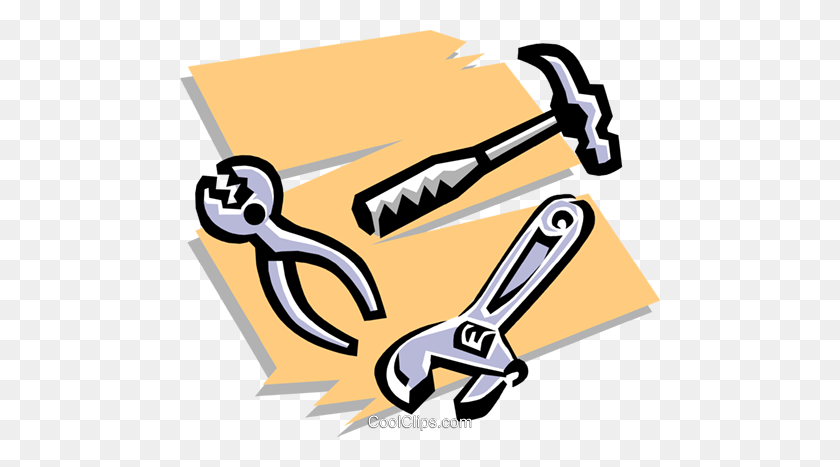 480x407 Hammer, Pliers, Wrench Royalty Free Vector Clip Art Illustration - Pliers Clipart