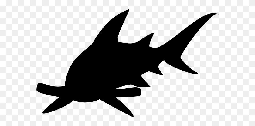 600x356 Hammerhead Shark Clip Art Free Vector - Shark Black And White Clipart