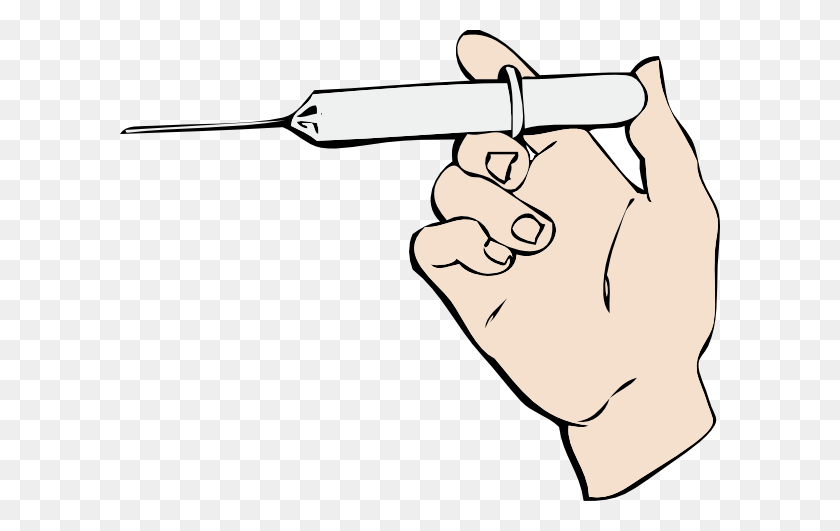 600x471 Hand And Syringe Clip Art Free Vector - Syringe Clipart