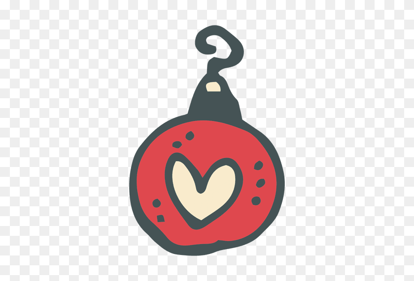 512x512 Bola De Navidad Dibujada A Mano Icono De Dibujos Animados - Corazón Dibujado A Mano Png