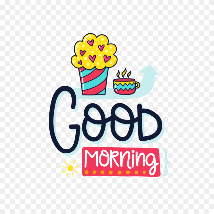 1024x1024 Hand Drawn Good Morning Cartoon Card Vector Free Download - Morning PNG