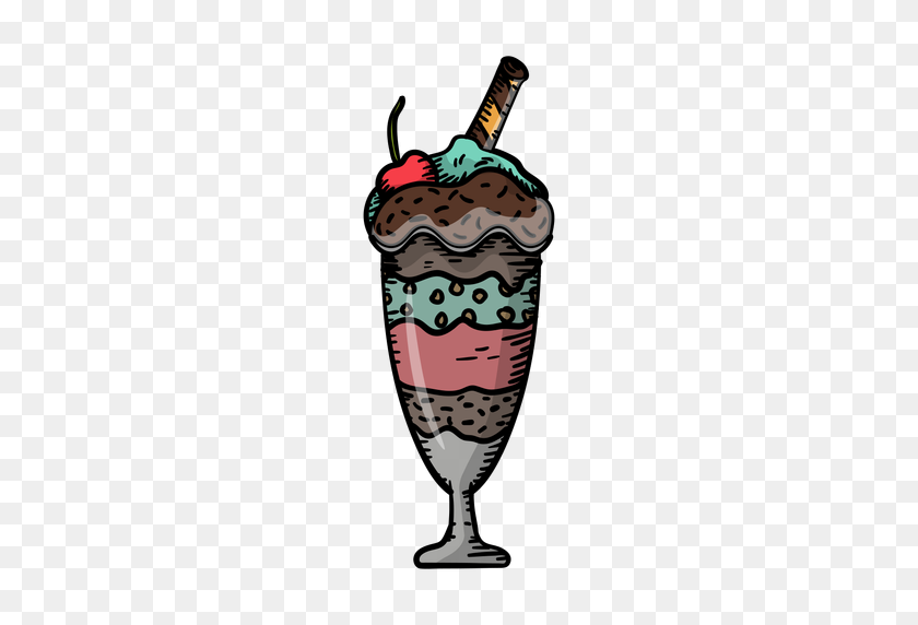 512x512 Hand Drawn Ice Cream Sundae - Sundae PNG