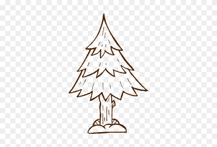 512x512 Hand Drawn Pine Tree Icon - Tree Line PNG