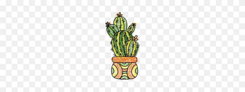 256x256 Hand Drawn Watercolor Cactus Plant Pot - Potted Cactus Clipart