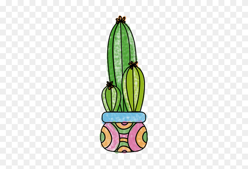 512x512 Dibujado A Mano Acuarela Múltiples Cactus Maceta - Acuarela Cactus Png