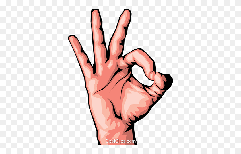 366x480 Hand Giving The O K Sign Royalty Free Vector Clip Art - Ok Hand PNG