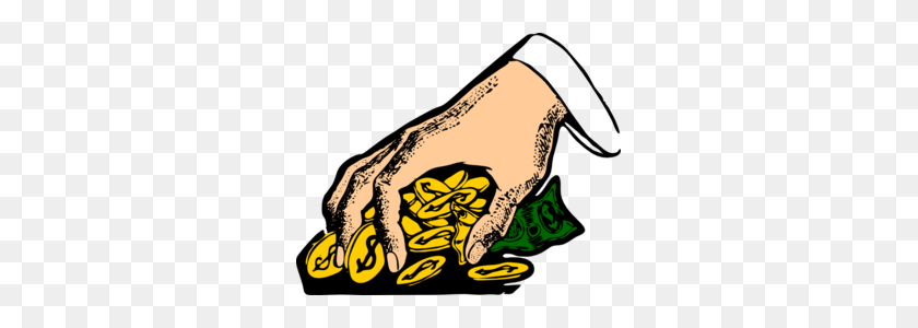 297x240 Hand Grabbing Gold Coins Clip Art - Gold Coin Clipart