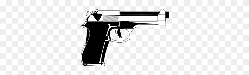 300x195 Hand Gun Tattoo Png, Clip Art For Web - Gun Clipart Black And White