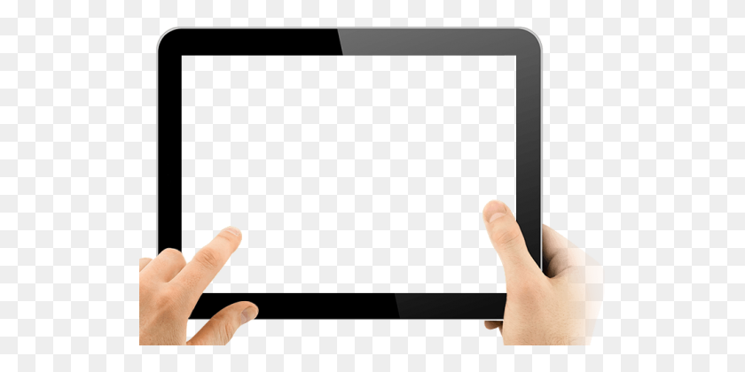 525x360 Hand Hold Tablet - Hand Holding Iphone PNG