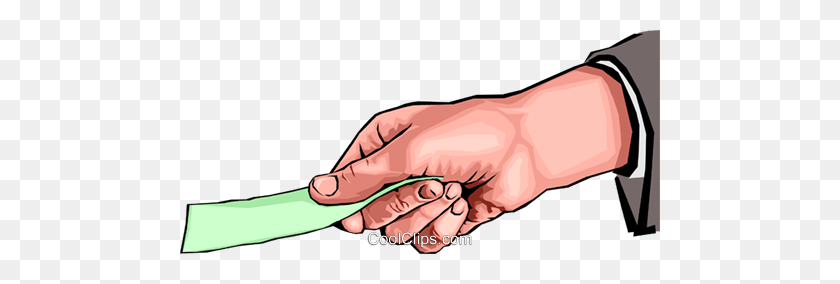 480x224 Hand Holding Money Royalty Free Vector Clip Art Illustration - Money In Hand Clipart