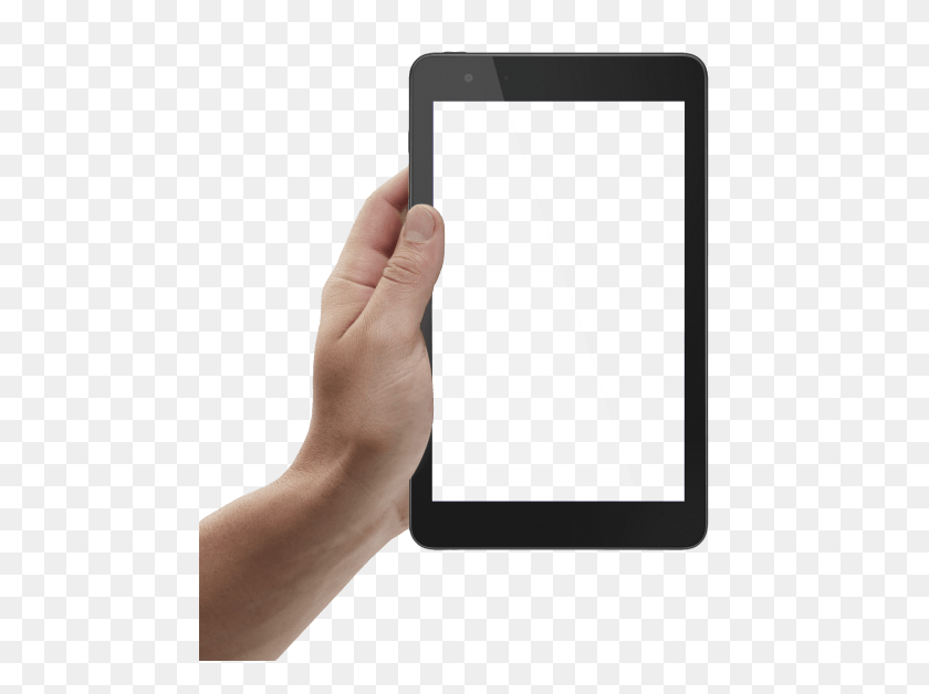480x568 Hand Holding Tablet Png - Holding Phone PNG