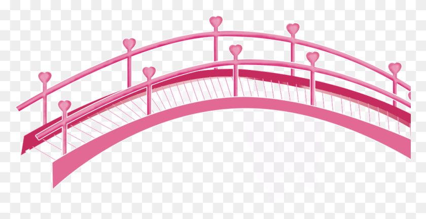 1024x489 Hand Painted A Pink Bridge Transparent Free Png Download Png - Bridge PNG