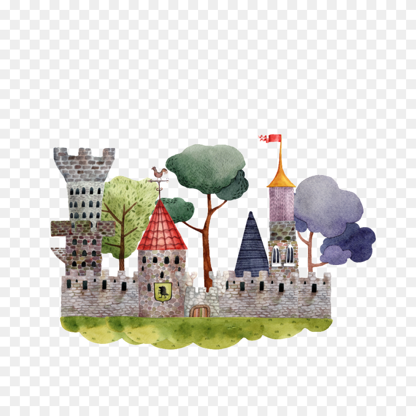 1024x1024 Hand Painted Castle Png Transparent In The Deep Mountains Free - Castle PNG