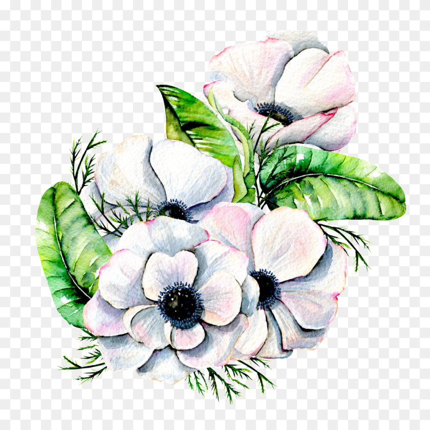 1024x1024 Hand Painted Elegant White Flower Png Transparent Free Png - White Flower PNG