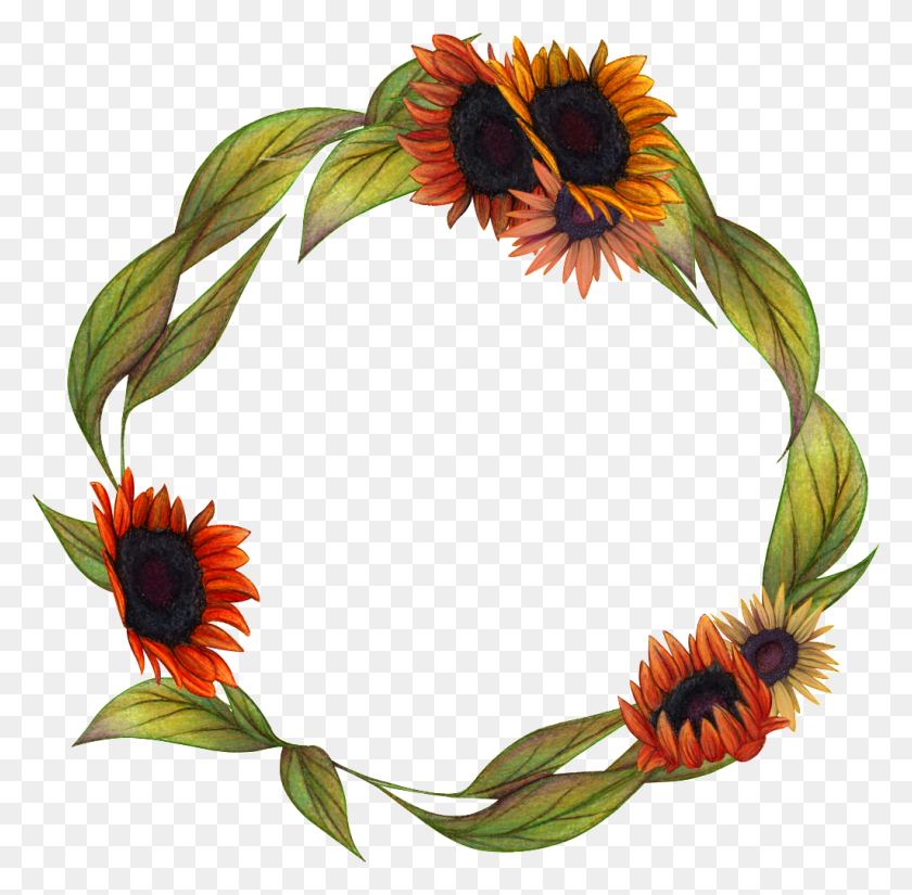 1024x1005 Hand Painted Flower Garland Png Transparent Free Png Download - Garland PNG
