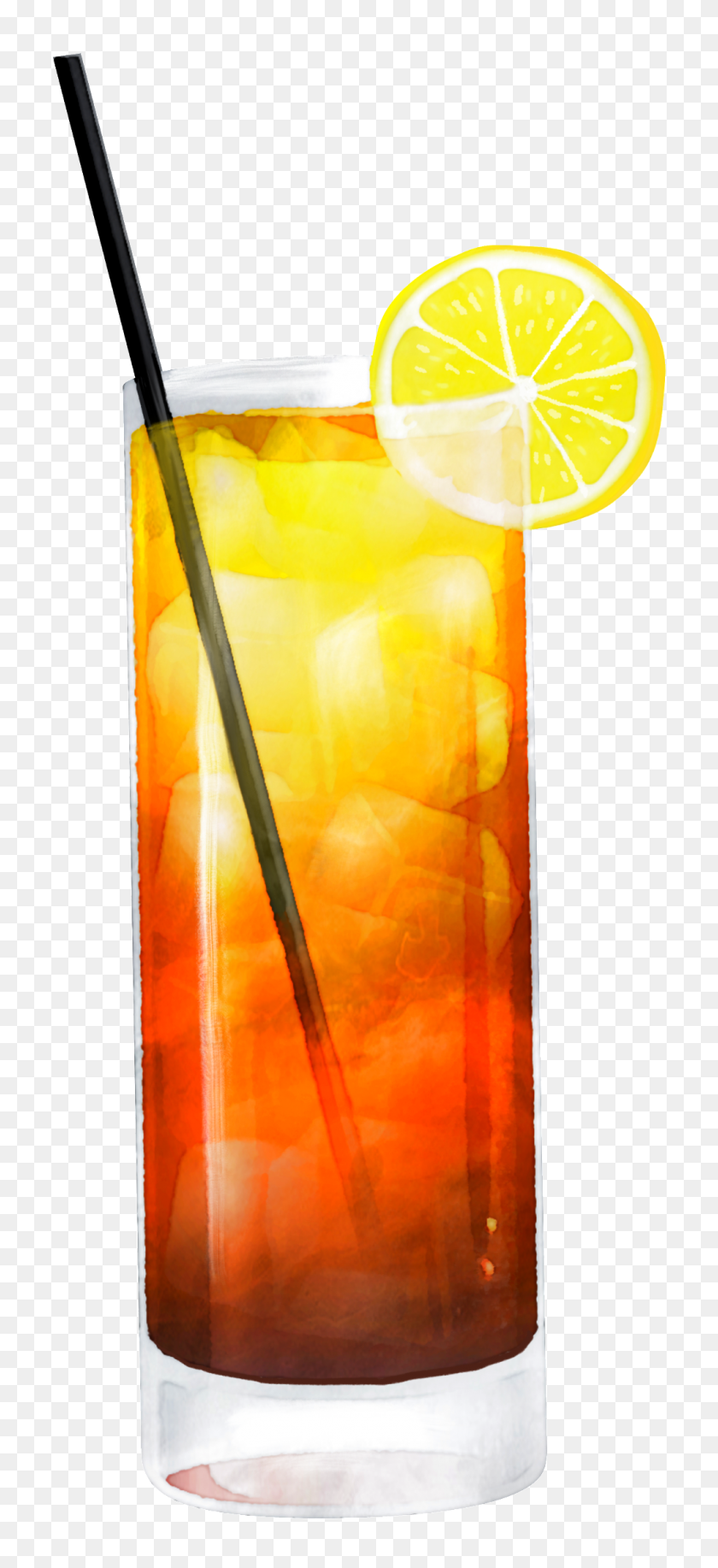 1024x2329 Hand Painted Iced Lemon Tea Png Transparent Free Png Download - Tea PNG