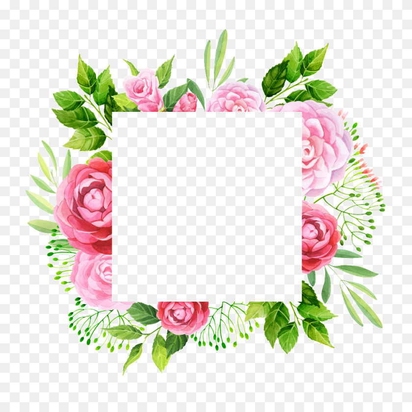 1024x1024 Hand Painted Peony Flower Frame Png Transparent Free Png - Pink Frame PNG